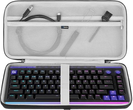 Coque Rigide pour Clavier Geekria, Compatible avec Logitech G512 X 75, Alto Keys K75M, nuphy Kick75, Attack Shark ajazz AK820, Redragon K673, YUNZII B75, Sac de Transport (Gris foncé)
