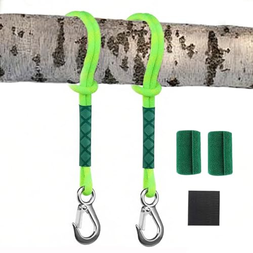 ChunDA 2 Stück Schaukel Befestigung Seil mit Karabiner und Verschleißfestes Tuch, Schaukel Hängematte Hängesessel Aufhängung, Hängesessel Schaukelaufhängung Baum für Schaukeln Hängematten, 60cm