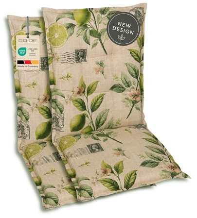 GO-DE Textil Bequeme und attraktive Polsterauflagen für Mittellehner-Gartenstühle (2er-Set, Lemon Sand, Mittellehner)