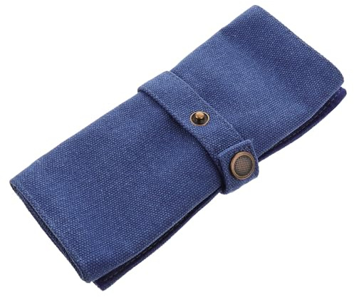 ULTECHNOVO Organizador de Relojes y Cierre Seguro Cordón para Viaje de Lona Azul Estuche Portátil Diseño Delgado 5 Relojes