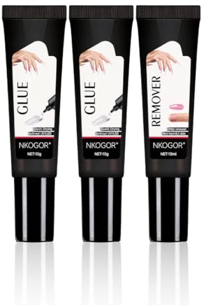 AOWVUTS Gel Nail Glue Extra Strong with Remover, Quick Drying Semi Solid Nail Glue Gel for Press On Nails Tips, No UV Lamp Needed Long Lasting Fake Acrylic Nail Kit Glue Gel (B)