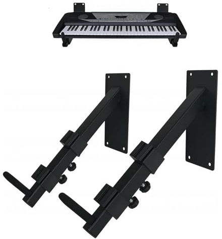 Ysislybin 2 Stück Musik Keyboard Ständer, Universelle Wandhalterung für E-Keyboard und E-Gitarren, Hakenhalterung Gitarrenständer mit Teleskoparmen, Verstellbar Keyboardständer für das Heimstudio