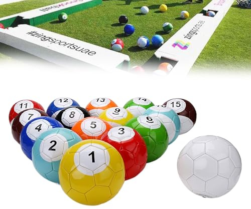 Uppblåsbar Biljard Fotboll Fotboll Snooker Bollar Bordsspel, 16 St Läder Fotboll Pool Kick Biljard Set, Giant Snooker Street Game, För Garden Backyard Playroom 15CM