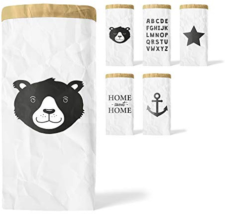Lifestyle Lover Papiersack Paper Bag rund Kraftpapier Beutel Braun Weiß (Herr Bär)