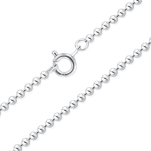 DTPsilver® 925 Sterling Silber Zarte und Robuste Halskette/Kugelkette - Federringverschluss - Breite: 2 mm - Länge: 51 cm