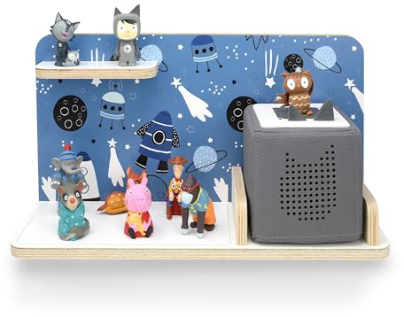 stadtecken Kinder Regal für Musikbox I Motiv Universe I Geeignet für die Toniebox und ca. 25 Tonies I Geschenk I Geschenkidee I Spielen I Sammeln I Aufstellen oder Aufhängen (Universe)