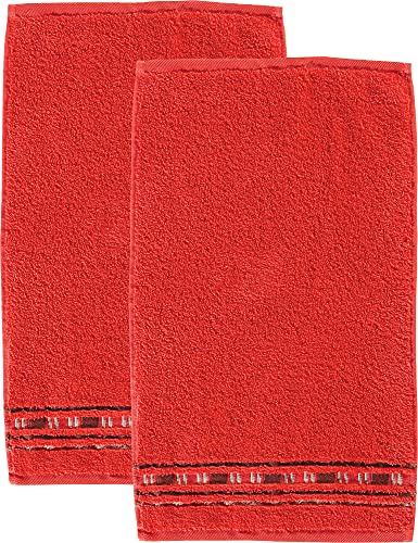 Erwin Müller Gästetuch 2er-Pack - Achern rot Größe 30x50 cm - 500g/m² - schnell trocknend, extra saugstark, beidseitige Schlaufen