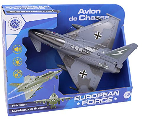 EUROPEAN FORCE - Avión de Caza - Vehículos a Fricción - 021171 - Gris - Plástico - Militar - Juguete Infantil - Vehículos de Intervención - 26 cm x 20 cm - A partir de 3 años.