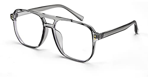 FEISEDY Gafas de Bloqueo de Luz Azul para Hombres y Mujeres Lente Transparente Montura Cuadrada Gafas de Gran Tamaño Ligero B2866