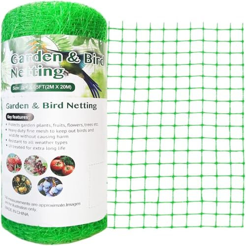 Vocray Garden Netting 2X30M, Anti Bird Netting Against Small Animals, Butterfly Netting Protect Plants, Vegetables, Fruit trees, 19x19mm Square Mesh Garden Net Pest Barrier.(Black).