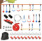 Outsunny Ninja Slackline-Set 30 TLG., 10 m Seil mit Hindernissen, Klettergerüst, Outdoor Klettertraining, Spielset Ausrüstung für 3-6 Jahre Kinder, Gymnastikringe, Seile, Mehrfarbig