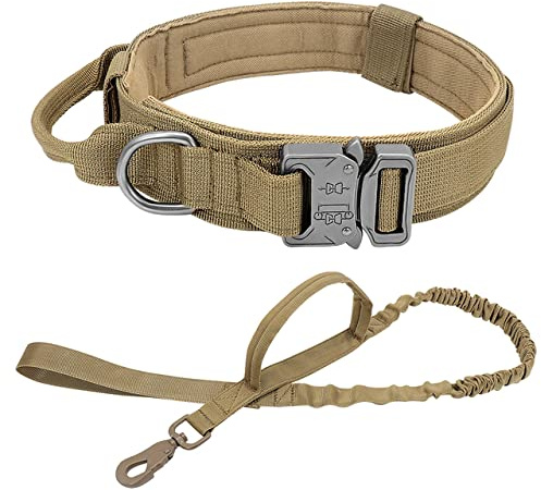 Stark hund taktiskt halsband husdjur bungee-koppel hållbar nylon husdjursträning halsband med handtag stora hundar fransk bulldog
