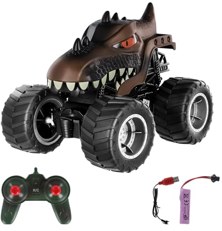 Vusddy Dinosaurier Ferngesteuert Auto für Kinder, RC Monster Truck für Jungen ab 3 4 5 6 Jahre, Offroad Car Spielzeug mit 2.4G Fernbedienung, Ideal Geburtstags Geschenk für Dinosaurier-Liebhaber