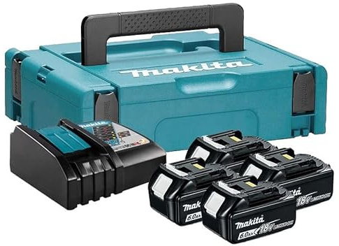 Makita 198140-7 Energiepaket 18 V (4 x 6,0 Ah) mit Ladegerät DC18RC