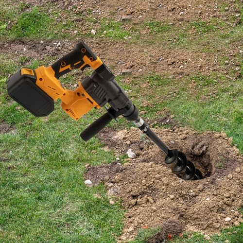 TBVECHI Rotary Hammer Drill, 31.5 Inch SDS-Plus Heavy Duty Rotary Hammer Drill, Multifunctional Safety Clutch Post Hole Digger Hammer w/Drill Bit for Soil, Wood, Ceramics, Plastics, 128VF