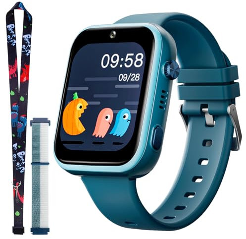 OKYUK Smartwatch Kinder, 4G Kinder smartwatch, GPS Tracker Kinder,Armbanduhr Kinder Junge,kinderuhr mit Video Phone Call, Schulmodus, SOS-Funktion, Kamera und Schrittzähler (T45 Grün)