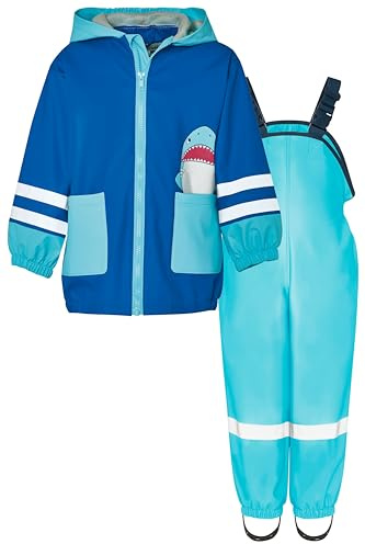 Playshoes Regndräkt i två delar, maskdräkt, vattentät, haj turkos, 128