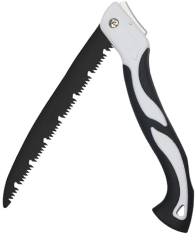 Scie D’élagage Pliable Portative en Acier 41cm pour Bois | Noir et Blanc, Usage Extérieur et Menuiserie, pour Arbustes et Branches