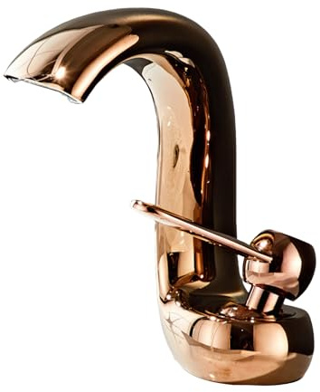 FQYEP Wasserfall Waschtischarmaturen Badarmatur Waschbecken Wasserhahn Einhebel Messing,Roségold