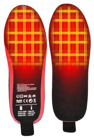 Lembeauty Semelles Chauffantes Rechargeables - Rechargeable 2100 mAh Coussinet Découpable Lavable - Semelles Chaudes Et Sûres | pour Femmes Extérieur Chasse Camping Ski Hiver Travail Football