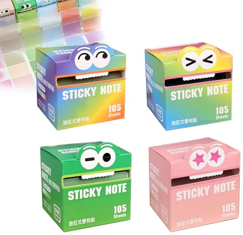 Cute Monster Pattern Sticky Note，Funny Rainbow Transparent Sticky Notes Roll，Cartoon Notes Memo Pad,Back to School Gift for Teachers & Students (style1)