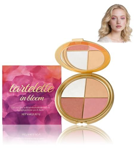 DOVBAN Luminoso a Lunga Tenuta,4 In 1 Face Palette,Palette Trucco Con Highlighter, Ombretto,Contouring e Blush, 4 Tonalità, Adatto All'Uso Quotidiano