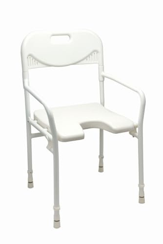 Duschhocker Duschstuhl mit Arm- und Rückenlehne, weiß