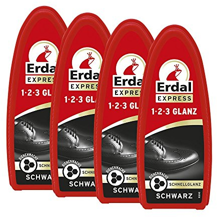 4x Erdal Express 1-2-3 Glanz Schwarz - Schwamm - mit Bienenwachs