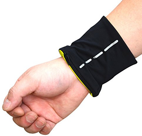 CHIC-2pcs Sport Handgelenktasche Fitness Schweißarmband Armbandtasche Wrist Wallet Zip Reißverschluss atmungsaktiv für Laufen Radfahren (A)