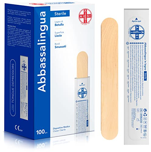 AIESI® Abbassalingua in legno monouso STERILI (100 pezzi)