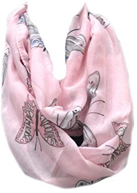 Euly Loop Schal Halstuch Tuch Schlauchschal Rundschal Damen Schmetterling