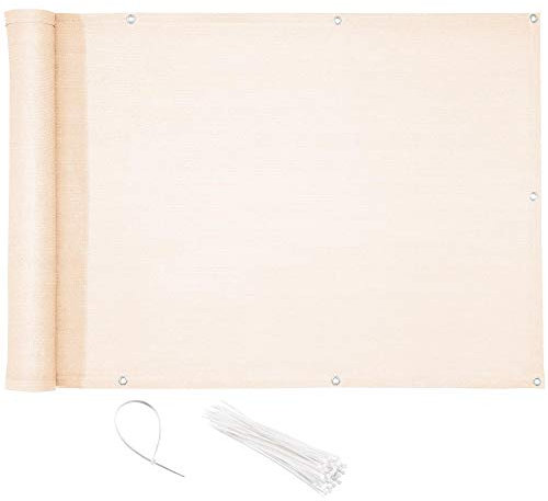 CelinaSun Brise-Vue Balcon 0,9 x 3 m HDPE Blanc crème Brise-Vue pour Balcon paravent bâche Jardin Balcon œillets Serre-câbles résistant aux intempéries