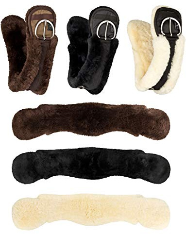 Equinate Western Mondgurt anatomisch echt Lammfell Kurzgurt Sattelgurt Westerngurt Länge: 65 70 75 80 85 90 cm braun schwarz Natur