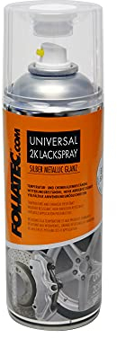 Foliatec Universal 2K Lackspray für 4 Bremssättel,Bremssattel Lack Spray,Hitzebeständig,Silber Metallic Glänzend,400 ml