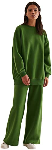 NA-KD Pantalones Deportivos Anchos orgánicos para Mujer, Verde (Forest Green), XXS