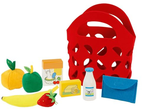 goki Einkaufstasche mit Zubehör Tasche: 22 x 18 x 12 cm, Filz und Holz, 9 Teile, per Set