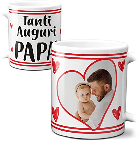 STAMPATEK Tazza Personalizzata con Foto per Papà – Idea Regalo per Festa del Papà o Compleanno, Tazza in Ceramica Personalizzabile con Immagine e Dedica