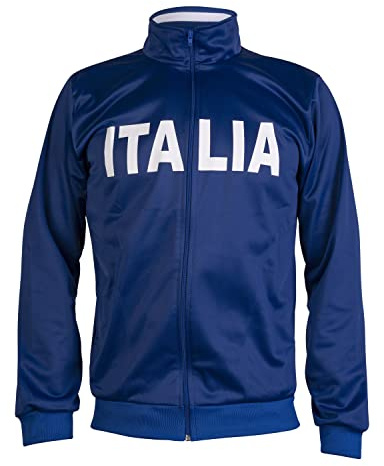 JL Sport ITALIA Veste de l'équipe nationale d'Italie 1990 Style rétro Vintage Track Soccer Top, bleu, M