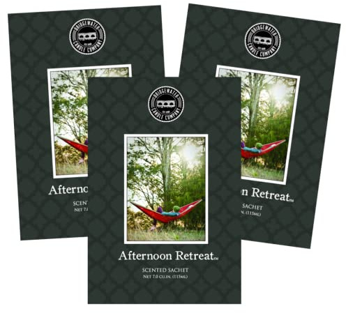 BRIDGEWATER - 3 pack of Afternoon Retreat - Scented Sachet Bag, Drawer Fragrance, Wardrobe Air Room Freshener for Living Room Bedroom Bathroom Laundry or Car - Moss, Teak, Sandalwood, Amber, Bergamot