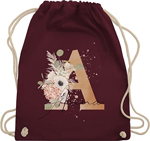 Turnbeutel Rucksack - Initialen - Watercolor Anfangsbuchstabe I Geschenk mit Initiale Geschenke - Unisize - Bordeauxrot - kindergartentasche schulkind beutel buchstaben a turnsack