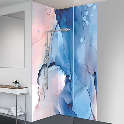 yourplate Duschrückwände mit individueller Größe (2 Rückwände – Premium Nano Matt – art03) – Duschrückwand Alu mit Feuchtigkeitsschutz – Rückwand Dusche zur einfachen Montage
