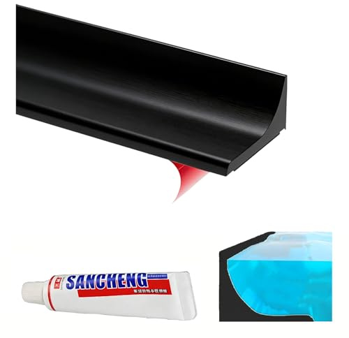 Schwallschutzleiste Dusche Selbstklebend, Wasserstopper Dusche Silikon, Nass- und Trocken-Trennung Schwallschutz für Bad & Küche & Waschbecken, Zuschneidbar (Schwarz 2m)