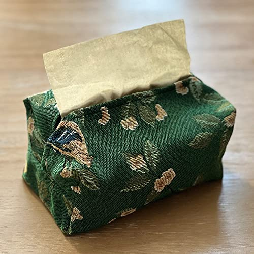 Taschentuchbox Retro Kosmetiktücherbox, Tissue Box Taschentuchspender Taschentuchbox Stoff, Tissue Halter Für Esszimmer Badezimmer Schlafzimmer Auto Büro (Grün)