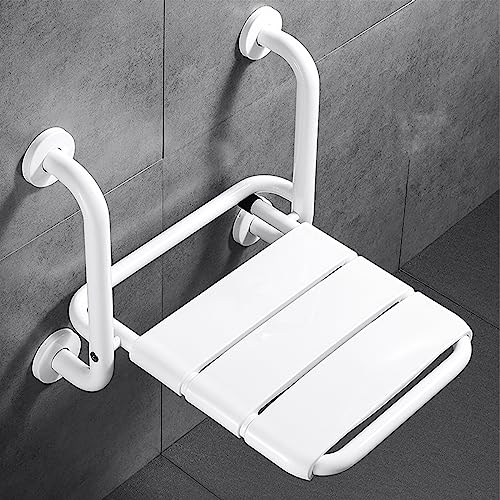 Sedile per Doccia a Parete, Sedile per Disabili Doccia Con Bracciolo, 2 In 1 Sedia Da Doccia Pieghevole Antiscivolo, Sedile per Vasca da Bagno Per Anziani e Disabili, Fino 160KG, Telaio in acciaio