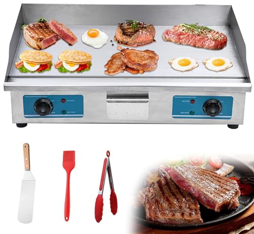 RUYICZB Plancha Eléctrica Profesional para Barbacoa De Acero Inoxidable con Gran Superficie De Cocción Y Control De Temperatura Ajustable para Restaurantes, Parrillas Y Cocinas,820