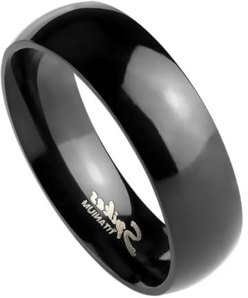Paula & Fritz® Ring Herren Schwarz Poliert Titan-IUM Grade 2 Größe 70 (22,3) 8-mm Ring-Breite Partnerring Verlobungsring Kuppel-Ring Damen-Ring Hochglanz