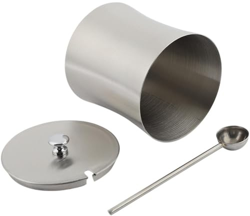 VIFERR Edelstahl Zuckerdose, Gewürztopf mit Löffel und Deckel, 400ml Gewürzglas Klein Gewürzdose Zuckerbehälter für Zuhause, Küche, Gewürze, Salz, Zucker, Pfeffer
