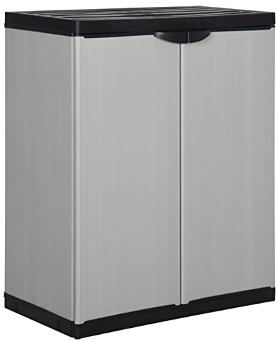 LAPOOH Garden Cabinet with 1 Shelf - Grey & Black, 68x40x85 cm, Outdoor Storage