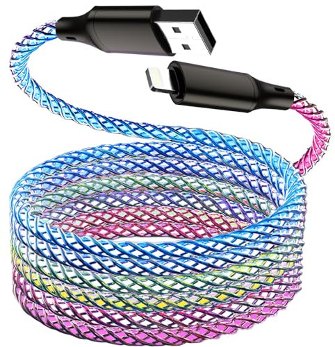 BAVNCO LED iPhone Charger, [Apple MFi Certified] 3ft RGB Colorful Gradual Light Up USB A to Lightning Cable iPhone Fast Charging Data Cord for iPhone 14 13 12 11 Pro Max XR XS X 8 7 6 Plus iPad More