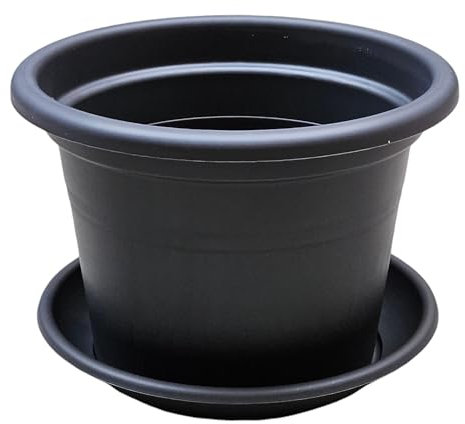teramico Lot de 4 Pots de Fleurs Ronds en Plastique avec Soucoupe - Différentes Tailles - Anthracite, Terre Cuite et Taupe - Diamètre 30 cm